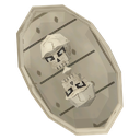 Skeleton Shield icon: a bone-white shield with two skulls.