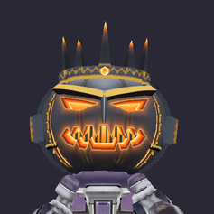 The new Jack King head: a dark iron pumpkin with a glowing orange grin and a crown of black spikes.
